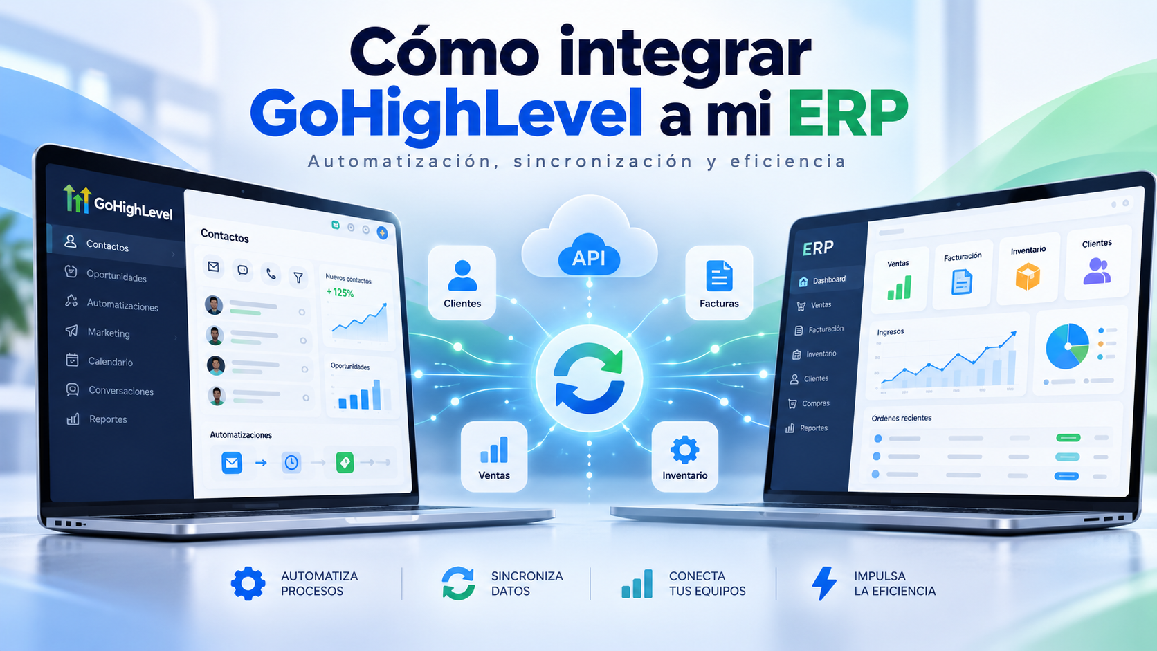 Integración de GoHighLevel con un ERP: sincronización de clientes, facturas, ventas e inventario vía API